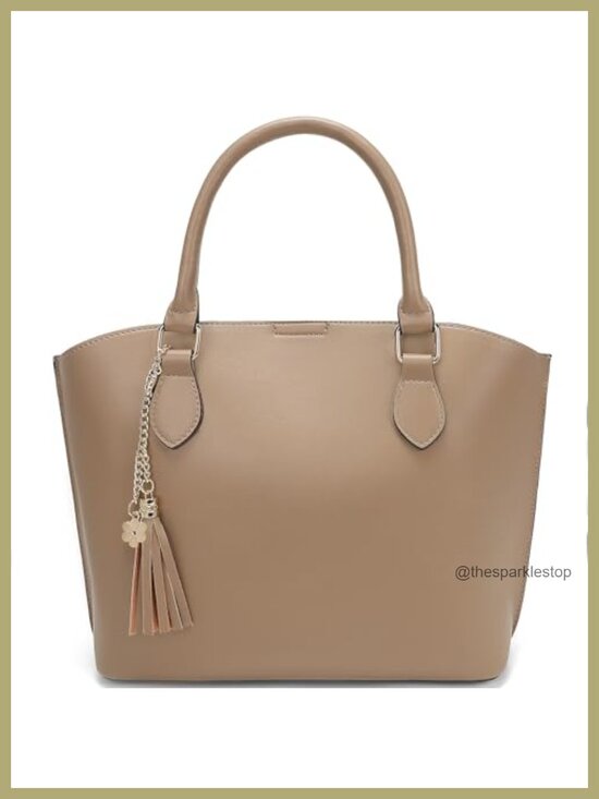 Handbags - Medium Tote Purse for Women PU Leather Crossbody Shoulder Bag with Tassel